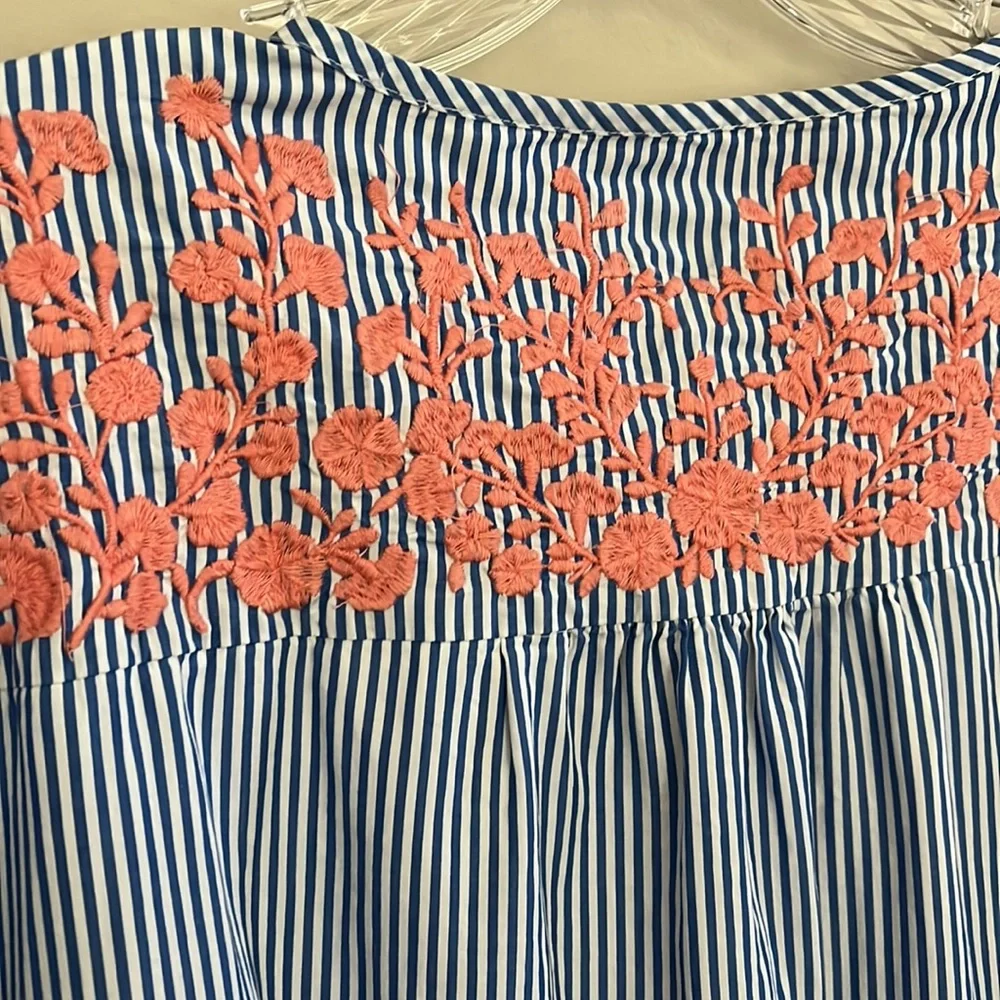 J Crew Embroidered Striped Dress size medium